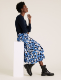Floral Midi A-Line Skirt