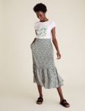 Floral Midi Tiered Skirt