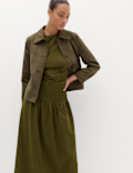 Jersey Ruched Midaxi Drop Waist Dress