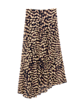 Mesh Animal Print Midi Asymmetric Skirt