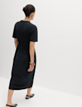 Cotton Rich Shirred Midi T-Shirt Dress