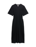 Cotton Rich Shirred Midi T-Shirt Dress