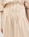 Striped Midaxi Circle Skirt With Cotton