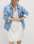 Pure Cotton Textured Mini Waisted Dress