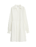 Pure Cotton Textured Mini Waisted Dress