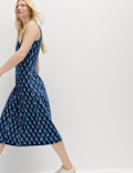 Denim Jacquard Midi Column Dress