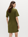 Cotton Rich Shirred Mini T-Shirt Dress