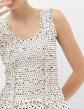 Pure Cotton Polka Dot Ruffle Midi Skater Dress