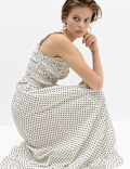 Pure Cotton Polka Dot Ruffle Midi Skater Dress