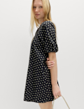 Pure Cotton Printed Mini Relaxed Smock Dress