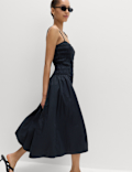 Pure Cotton Midi Shirred Cami Dress