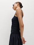 Pure Cotton Midi Shirred Cami Dress