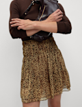 Chiffon Animal Print Mini Skater Skirt