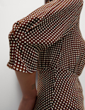 Round Neck Spot Print Midaxi Tea Dress