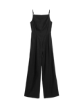 Linen Blend Square Neck Sleeveless Jumpsuit