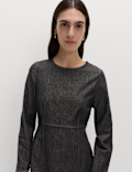 Cotton Rich Denim Round Neck Mini Shift Dress