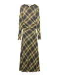 Lyocell Blend Checked Midi Column Dress