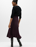 Lyocell Blend Ruched Midi A-Line Skirt