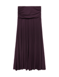 Lyocell Blend Ruched Midi A-Line Skirt