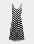 Pure Cotton Checked Midi Cami Dress