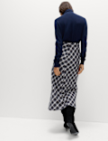 Pure Cotton Checked Midi A-Line Circle Skirt