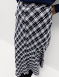 Pure Cotton Checked Midi A-Line Circle Skirt