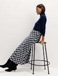 Pure Cotton Checked Midi A-Line Circle Skirt