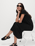Pure Cotton Round Neck Midi T-Shirt Dress
