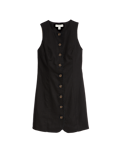 Linen Blend Button Through Mini Shift Dress