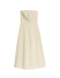 Denim Bandeau Midi Skater Dress