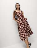 Pure Cotton Floral Midi Cami Dress