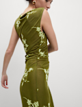 Mesh Jersey Column Midi Dress