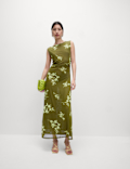 Mesh Jersey Column Midi Dress