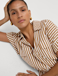 Pure Cotton Printed V-Neck Midaxi Shirt Dress