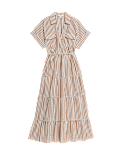 Pure Cotton Printed V-Neck Midaxi Shirt Dress