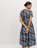 Pure Cotton Animal Print Midi T-Shirt Dress
