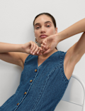 Denim Button Through Mini Dress