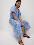Pure Cotton Midi Relaxed Tiered Dress
