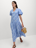 Pure Cotton Midi Relaxed Tiered Dress