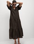 Pure Cotton Midi Tiered Dress