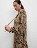 Printed Ruffle Mini Relaxed Smock Dress