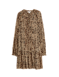 Printed Ruffle Mini Relaxed Smock Dress