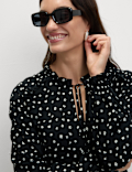 Printed Ruffle Mini Relaxed Smock Dress
