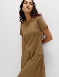 Pure Cotton Midi Drop Waist T-Shirt Dress