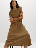 Pure Cotton Midi Drop Waist T-Shirt Dress