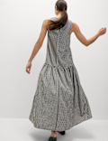 Checked Midaxi Drop Waist Dress