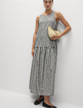Checked Midaxi Drop Waist Dress
