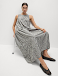 Checked Midaxi Drop Waist Dress
