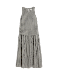 Checked Midaxi Drop Waist Dress