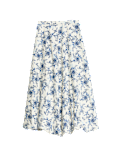 Pure Cotton Floral Midaxi Bubble Hem Skirt